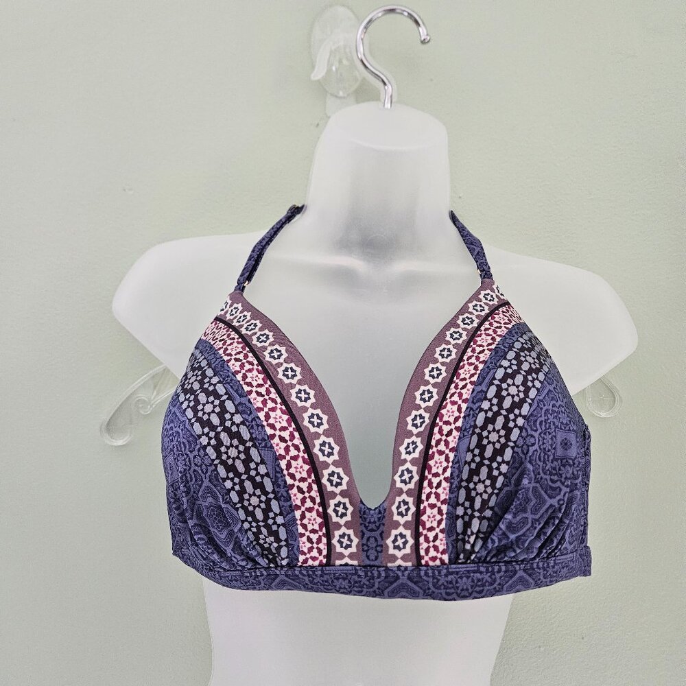 Athleta Aqualuxe Batik Print Strappy Molded Bikini Top SPF 50 Womens XL BOHO